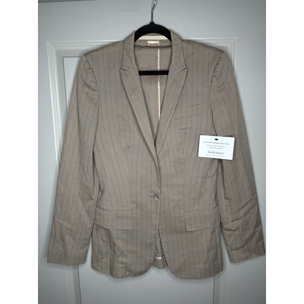 Stella McCartney Pinstripe Beige Tan Blazer Single Button Size 42 or US 6